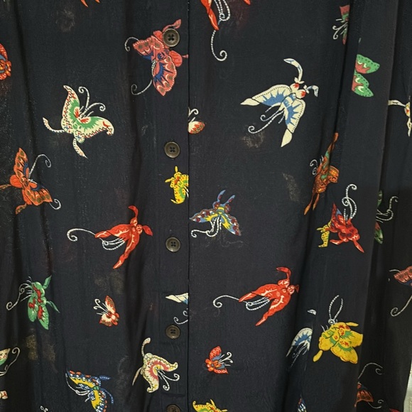 Anthropologie Midi Flutterby Navy Butterfly Dress- M - Picture 3 of 14